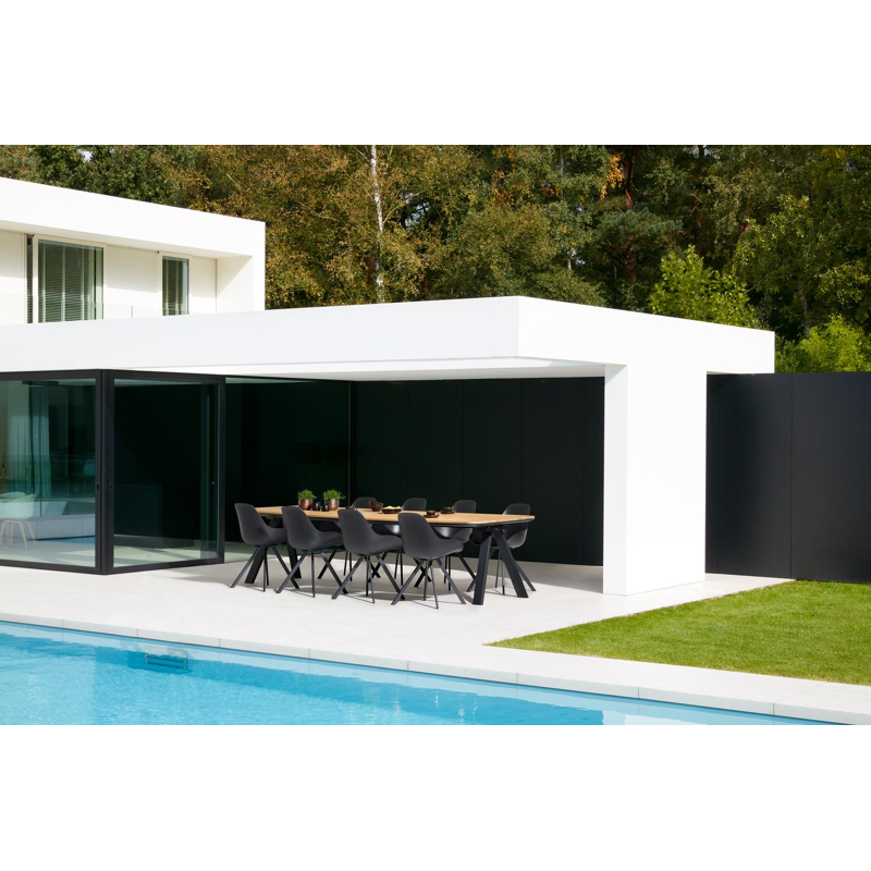 Cesano tuinstoel in zwart aluminium en zwart kunststof