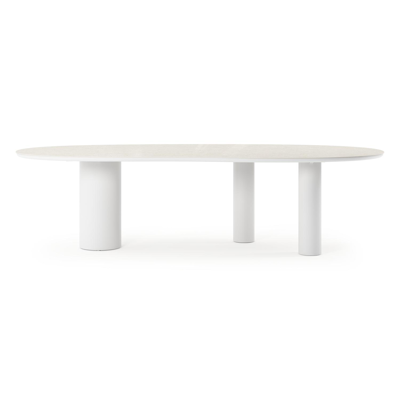 Organo tuintafel organisch in wit aluminium en volkeramiek Shilin L 280 x B 120 x H 74 cm x H 74 cm