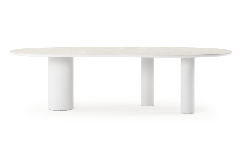 Organo tuintafel organisch in wit aluminium en volkeramiek Shilin L 280 x B 120 x H 74 cm