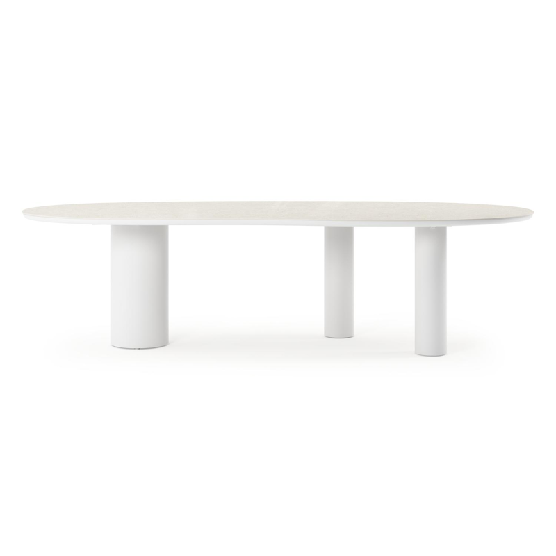 Organo tuintafel organisch in wit aluminium en volkeramiek Shilin L 280 x B 120 x H 74 cm