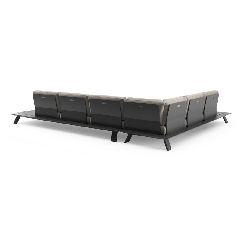 Cesano loungehoek in zwart aluminium met savane coconut all weather Sunbrella® luxe kussen
