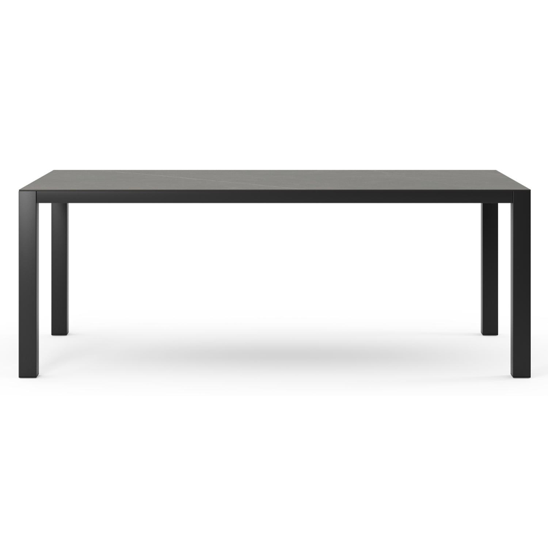 Table de jardin Como en aluminium noir et céramique pleine calatorao - Lg 200 x Larg. 100 x H 75 cm