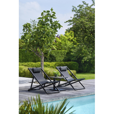 Cabana strandstoel in zwart aluminium met zwart textilene