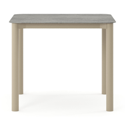 Table de jardin Orso rectangulaire arrondi en aluminium beige et céramique pleine Aspen Grey - Lg. 90 x Lrg. 90 x Haut. 74.5 cm