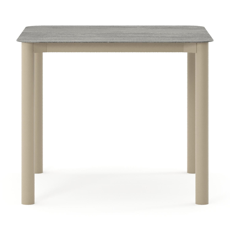 Orso tuintafel rechthoekig afgerond in beige aluminium en volkeramiek Aspen Grey - L 90 x B 90 x H 74.5 cm