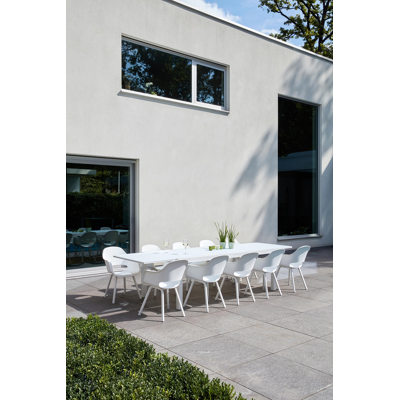 Calobra verlengbare tuintafel in wit aluminium en glas wit - L 220/330 x B 107 x H 75 cm