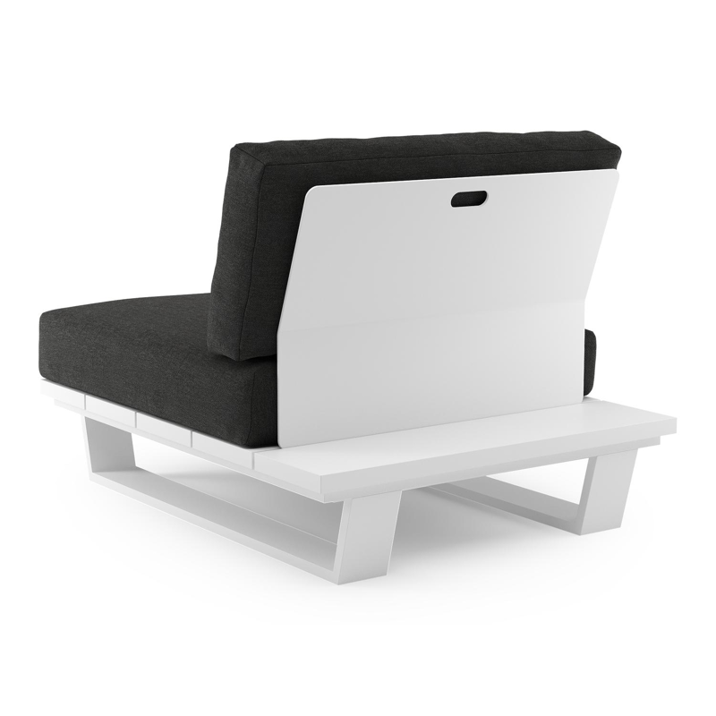 Pagino loungestoel in wit aluminium met chartres sooty all weather sunbrella® luxe kussen