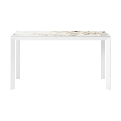 Malito tuintafel in wit aluminium en volkeramiek calacatta luxe - L 140 x B 80 x H 75,5 cm