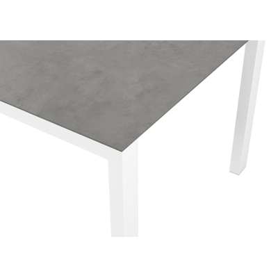 Ensemble de jardin Trente en aluminium blanc avec plateau de table en céramique pleine gris et 8 chaises de jardin Artena