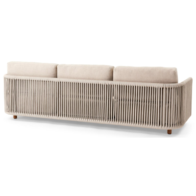 Organo loungebank 3-zit in teak en beige verticaal geweven luxe vlakke rope met althea chalk All Weather Cosytica kussen