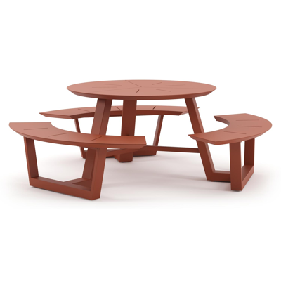 Rondino picknicktafel in roestbruin aluminium - Dia. 207 x H 71.5 cm