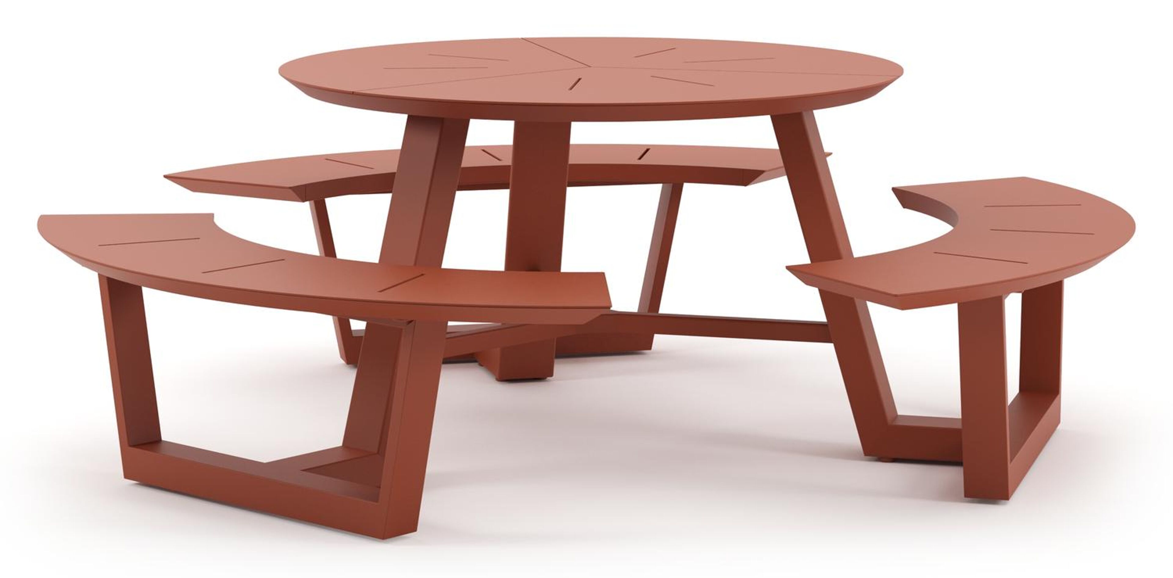 Rondino picknicktafel in roestbruin aluminium - Dia. 207 x H 71.5 cm