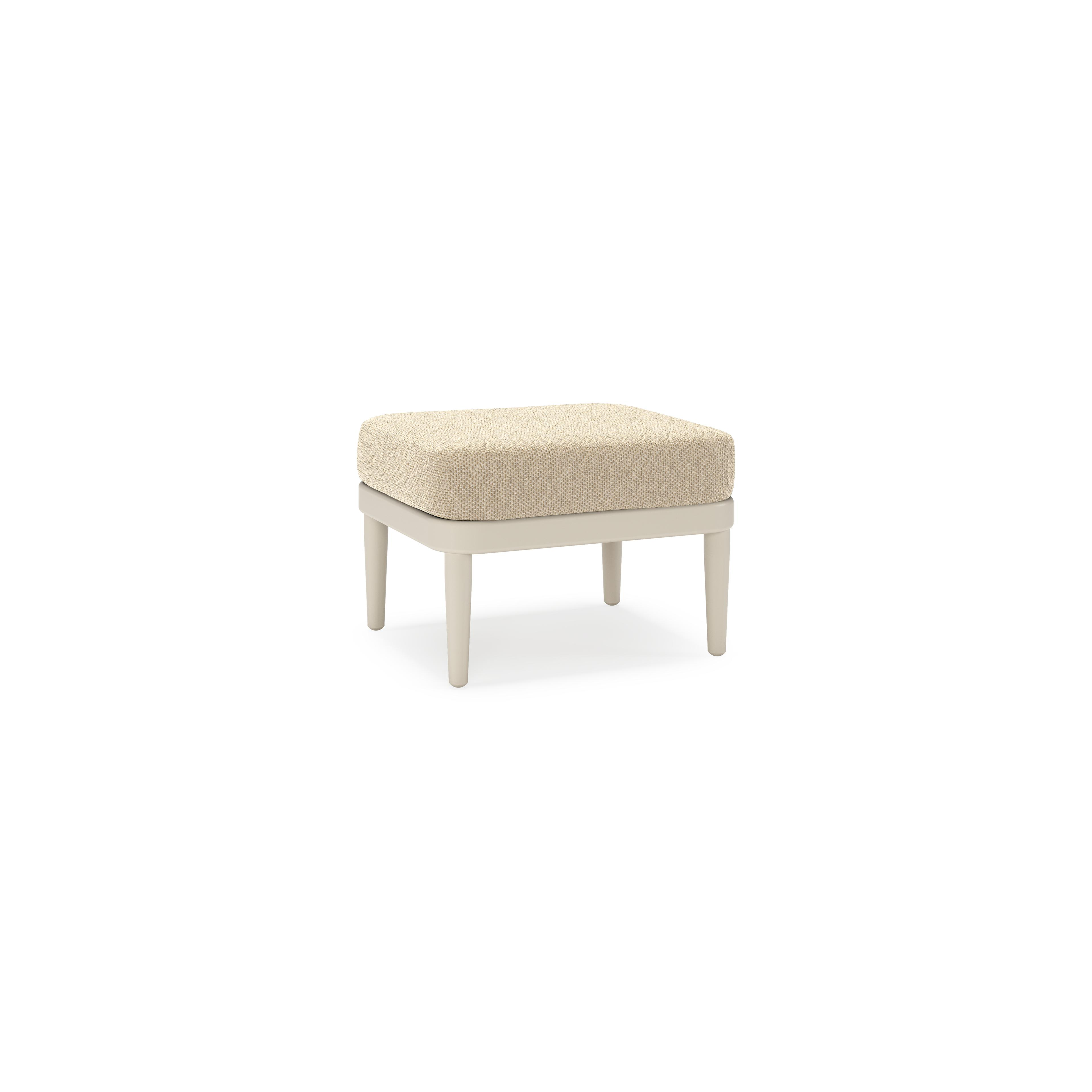 Orso poef in beige aluminium met Althea Camel all weather cosytica kussen