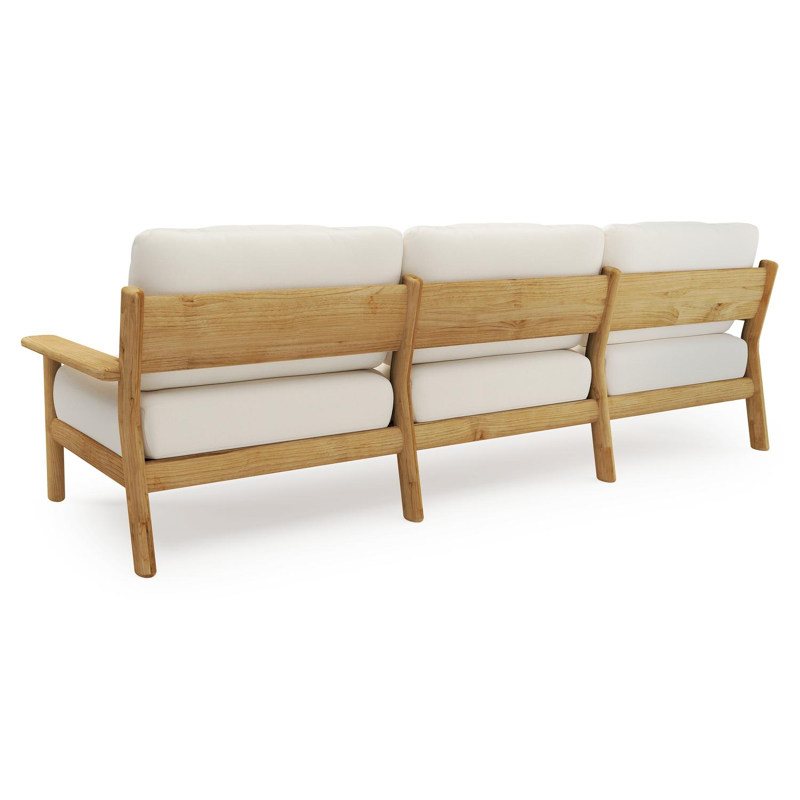 Amaro loungebank in teak met natte white all weather sunbrella® luxe kussen