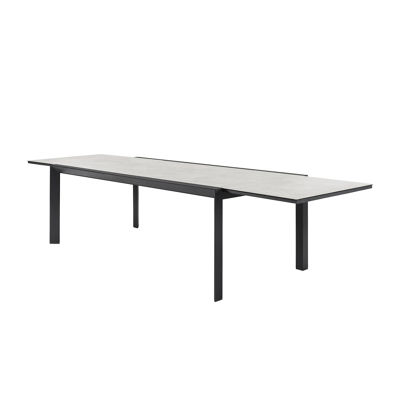 table de jardin extensible Ceramo en aluminium noir avec plateau de table en céramique pleine - L 220 x l 106 cm