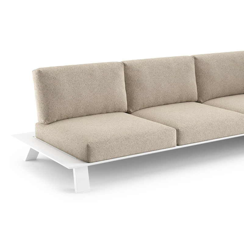 Salon de jardin Cesano en aluminium blanc et coussin en all weather Cosytica bora desert