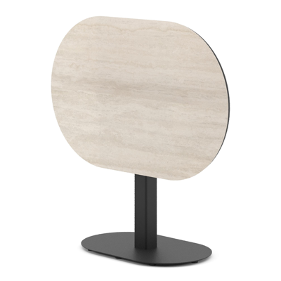 Teramo tuintafel bombo in zwart aluminium en volkeramiek Travertino Bianco - L 110 x B 70 x H 73.7 cm