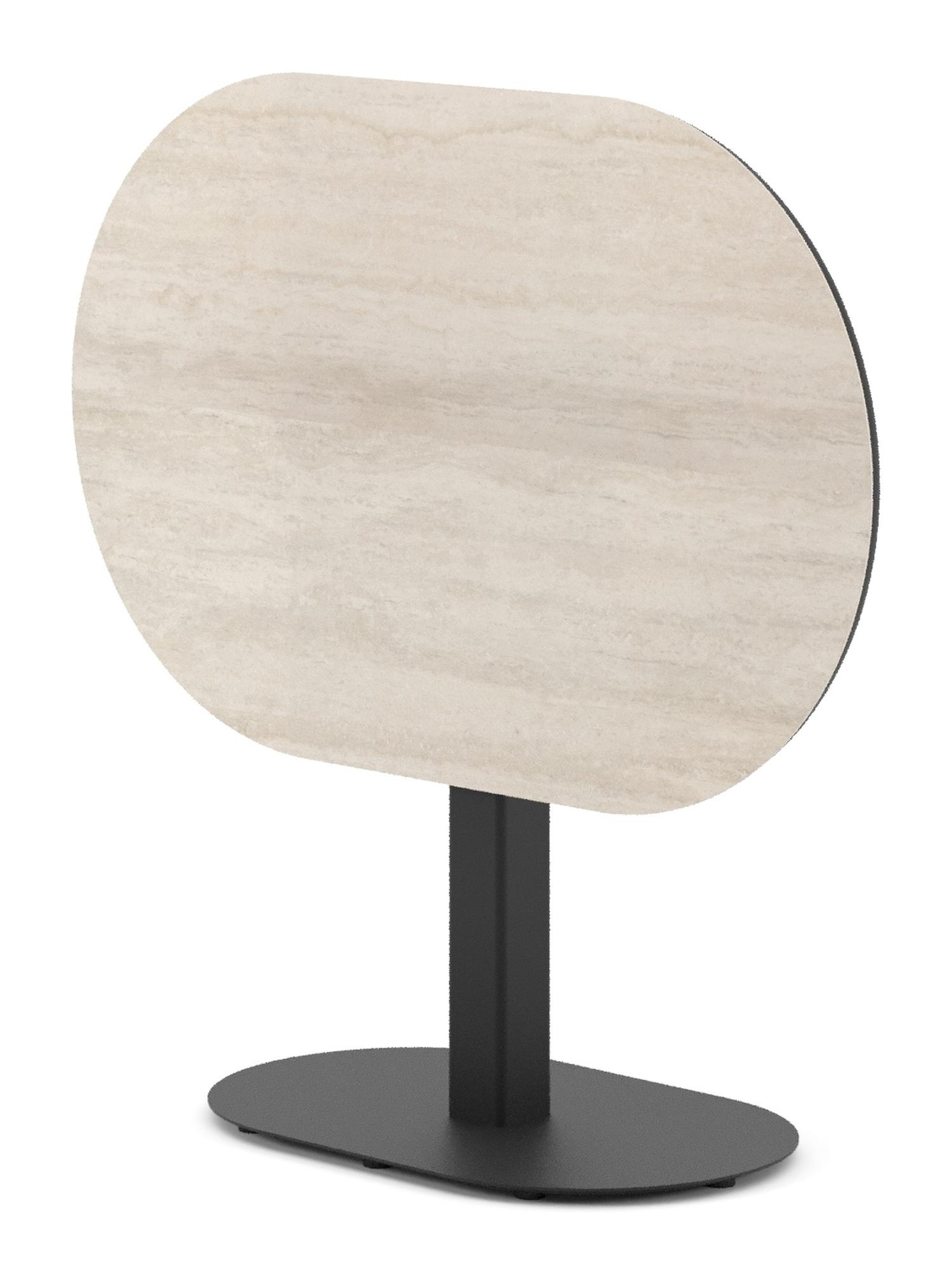 Table de jardin Teramo inclinable bombo en aluminium noir et céramique pleine Travertino Bianco - Lg. 110 x Lrg. 70 x Haut. 74 cm