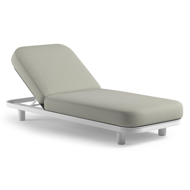 Chaise longue réglable Donato en aluminium blanc et coussin en all weather Sunbrella® luxe lopi bud