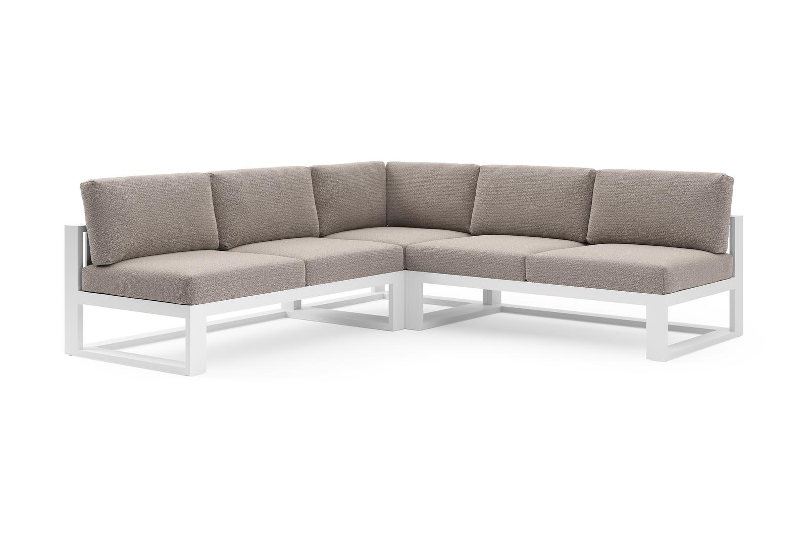 Verato loungehoek in wit aluminium met wander granite all weather sunbrella® luxe kussen