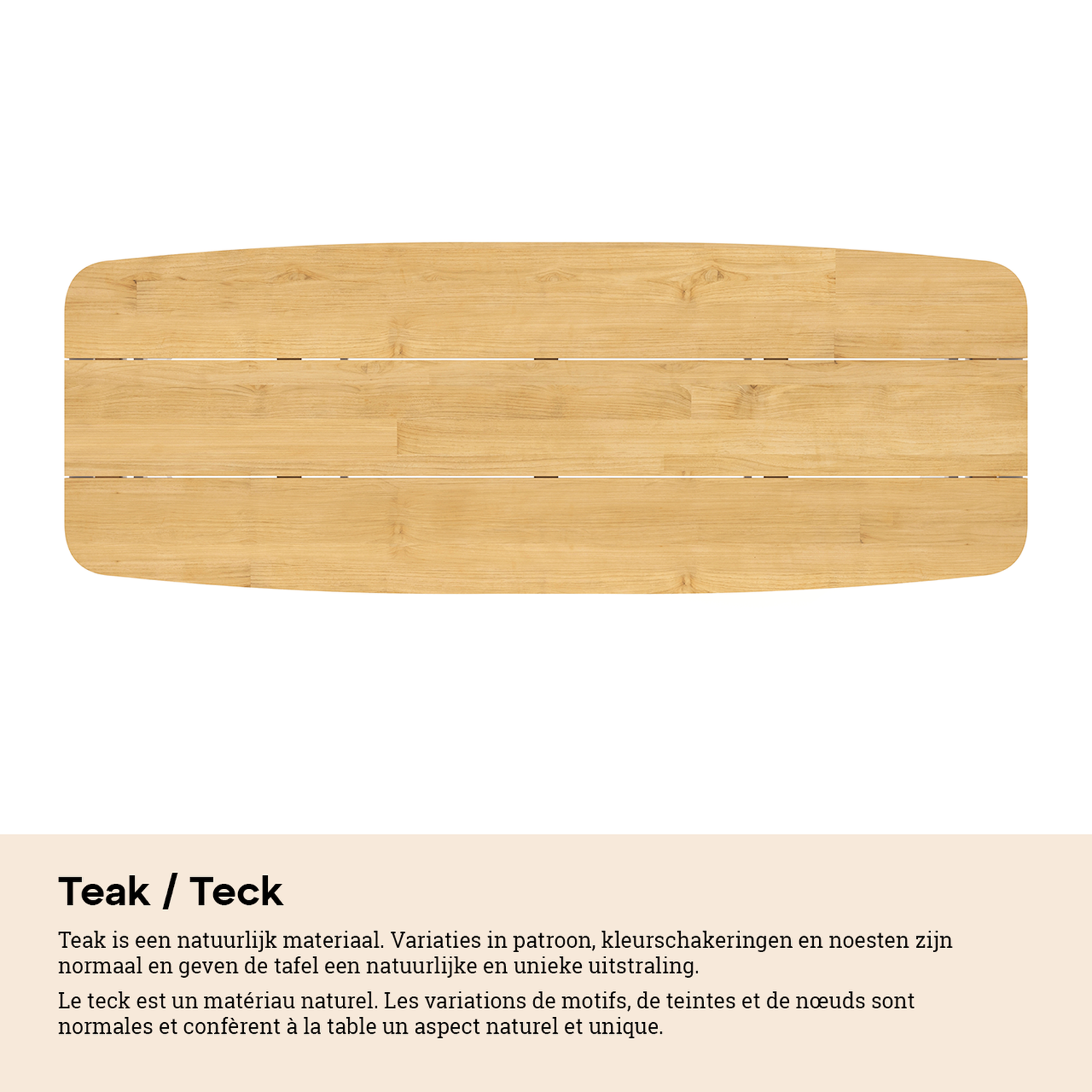 Pagino tuintafel bootvorm in aluminium en teak - L 315 x B 115 x H 73 cm