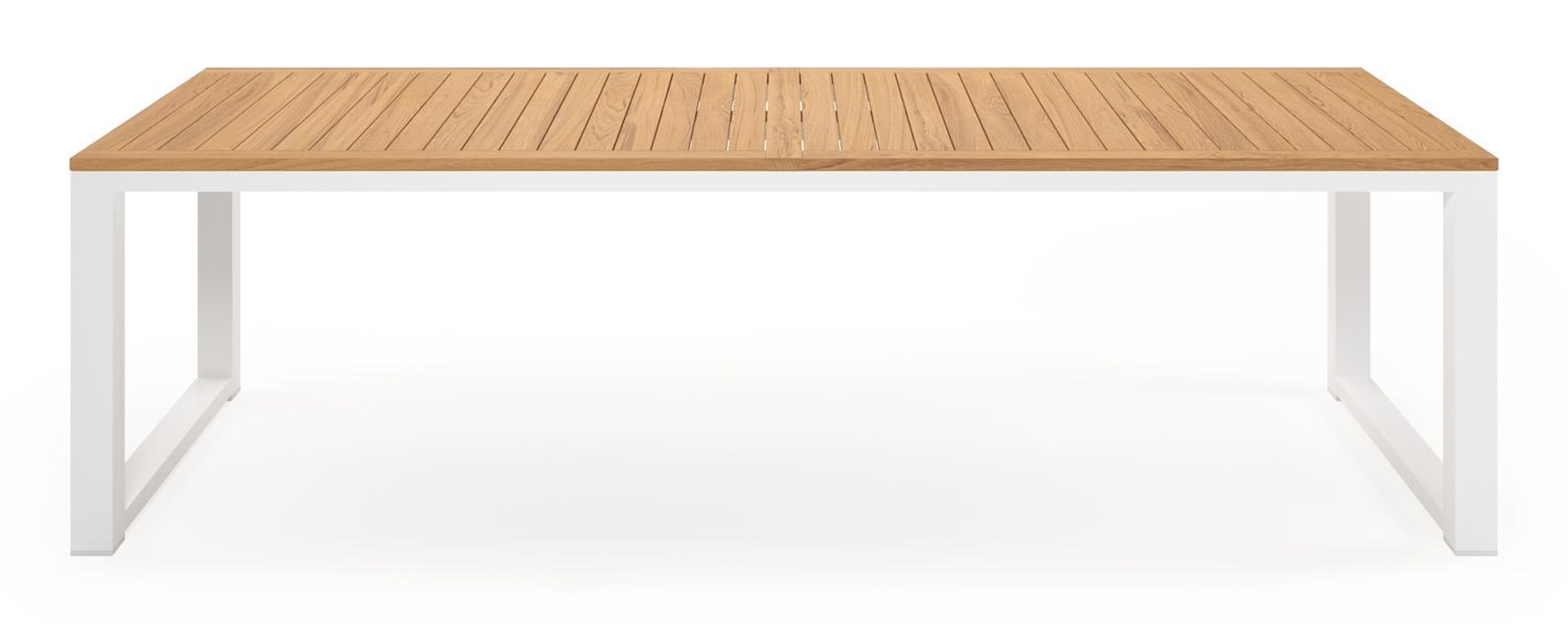 Livo tuintafel rechthoekig in wit aluminium en teak - L 270 x B 100 x H 73 cm