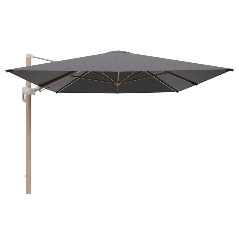 Parasol pendant Rufina avec fonction tilt en aluminium aspect de bois et toile de parasol en All Weather Solica Firenze Tunder  - Lg.1 400 x Lg.2 300 cm (sans pied de parasol