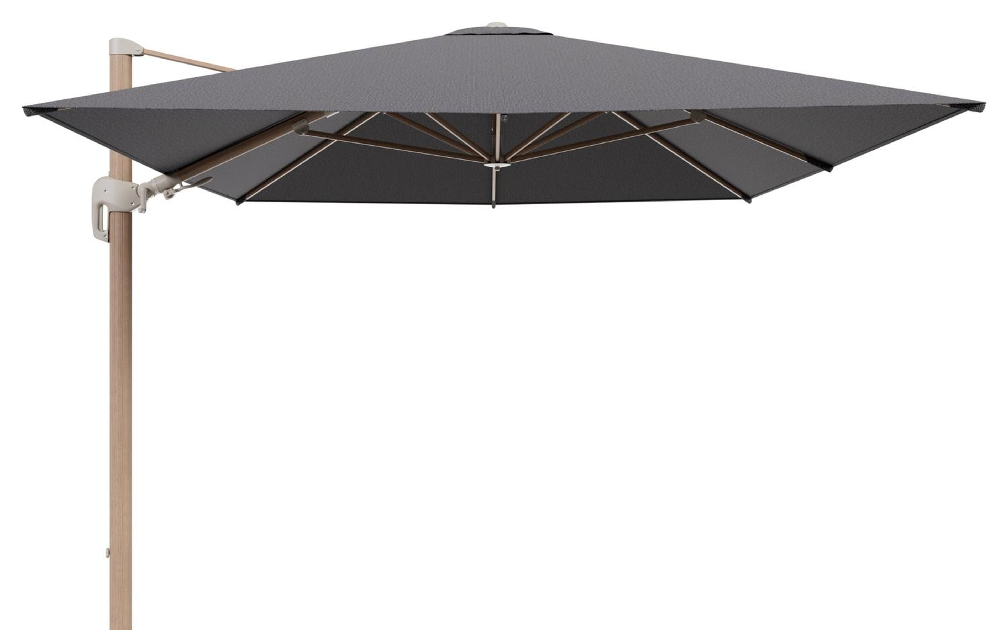 Rufina zweefparasol tiltfunctie in houtlook aluminium en parasoldoek in All Weather Solica Firenze Tunder  - L1 400 x L2 300 cm (zonder voet) (zonder voet)
