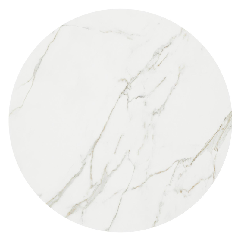 Amico loungetafel rond in wit aluminium en volkeramiek Calacatta - Dia. 110 x H 28 cm