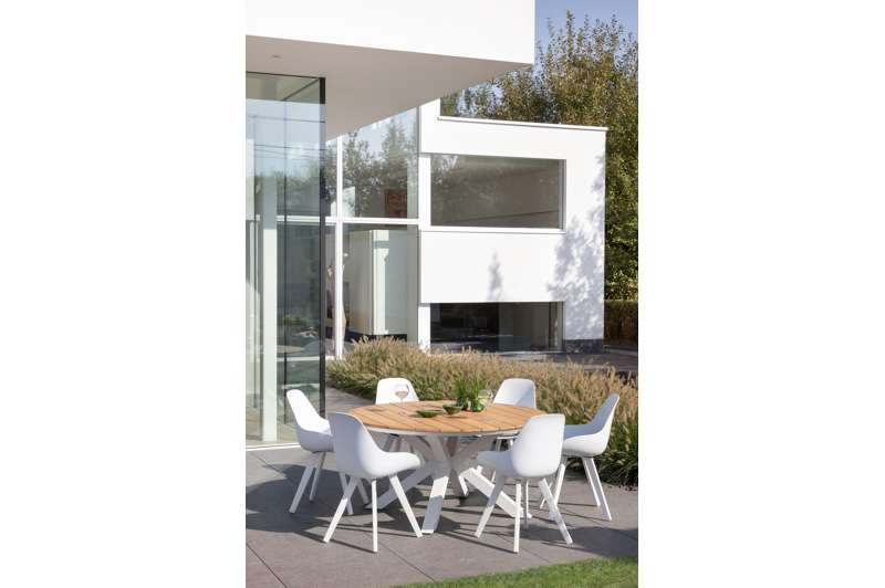 Mesa tuinstoel in wit aluminium en wit kunststof