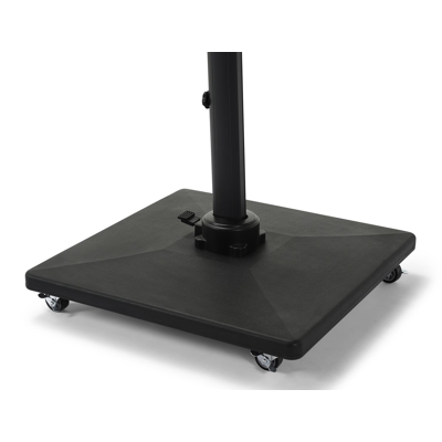 Avola zweefparasol met tiltfunctie in zwart aluminium met pumpkin weather+ softtouch parasoldoek - L1 300 x L2 300 cm (met voet)