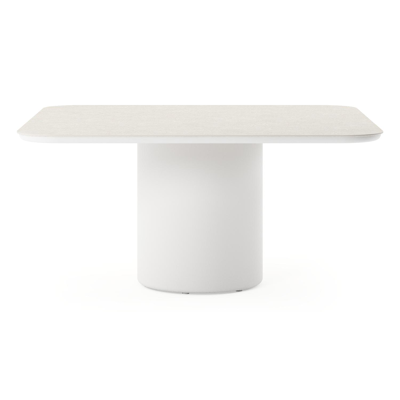 Amico tuintafel afgerond vierkant in wit aluminium en volkeramiek Shilin - L 148 x B 148 x H 73.5 cm