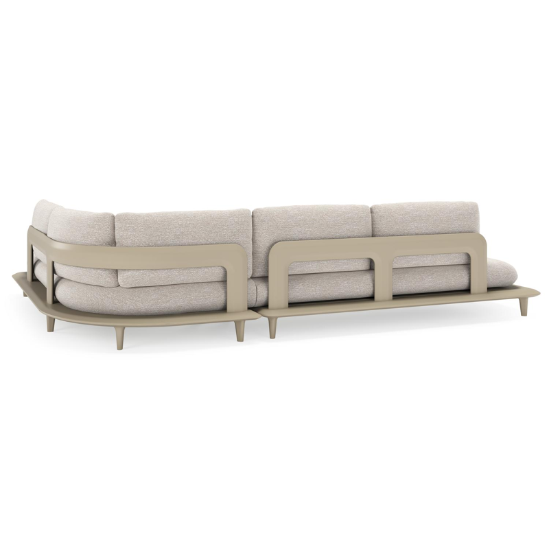 Bomero loungehoek in beige aluminium met tundra sand all weather sunbrella® luxe kussen