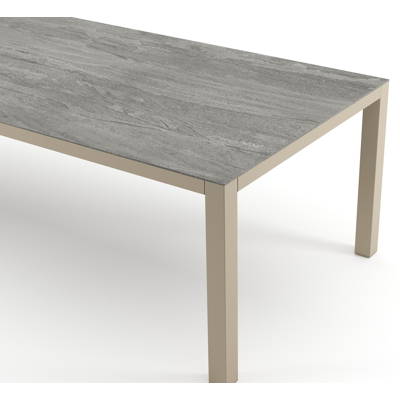 Como tuintafel rechthoekig in beige aluminium en volkeramiek Aspen Grey - L 280 x B 110 x H 73 cm