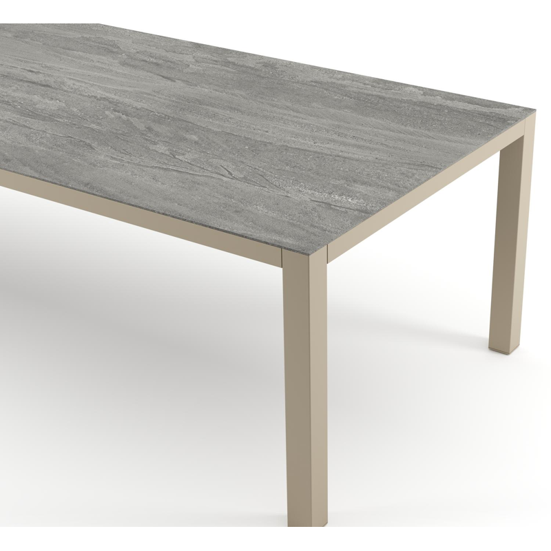 Como tuintafel rechthoekig in beige aluminium en volkeramiek Aspen Grey - L 280 x B 110 x H 73 cm