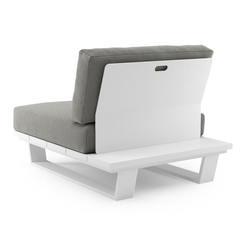 Pagino loungestoel in wit aluminium met savane zinc all weather sunbrella® luxe kussen