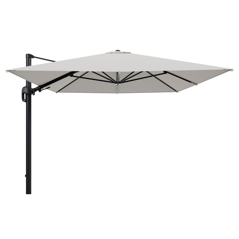 Rufina zweefparasol tiltfunctie in zwart aluminium en parasoldoek in All Weather Sunbrella® Luxe Lopi Marble  - L1 400 x L2 300 cm (zonder voet)