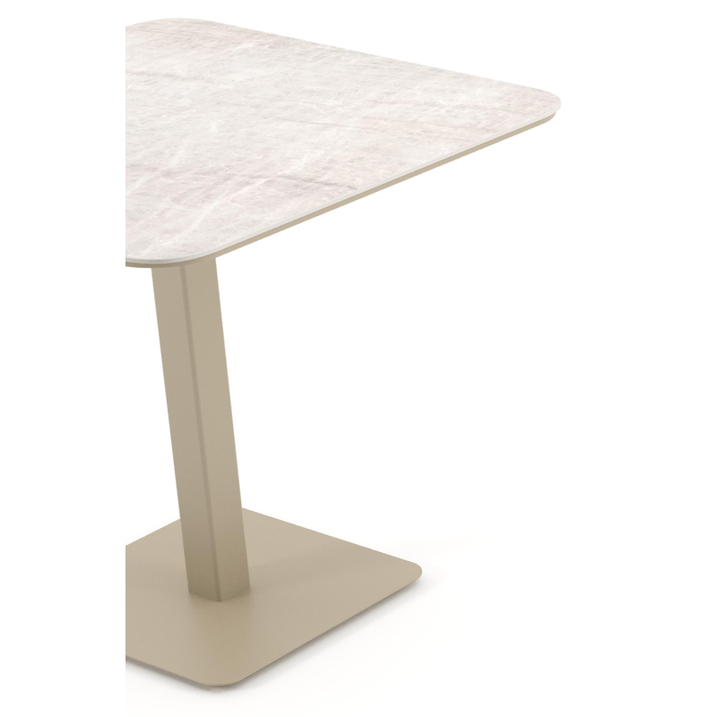 Fano tuintafel afgerond vierkant in beige aluminium en volkeramiek Taj Mahal - L 80 x B 80 x H 72.5 cm