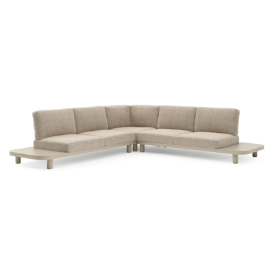 Donato loungehoek in beige aluminium met bora jungle all weather cosytica kussen