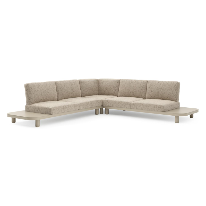 Donato loungehoek in beige aluminium met bora jungle all weather cosytica kussen