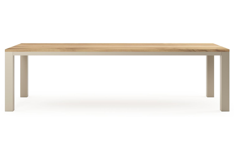 Table de jardin Nano rectangulaire en aluminium beige et teck Lg. 280 x Lrg. 110 x Haut. 75 cm