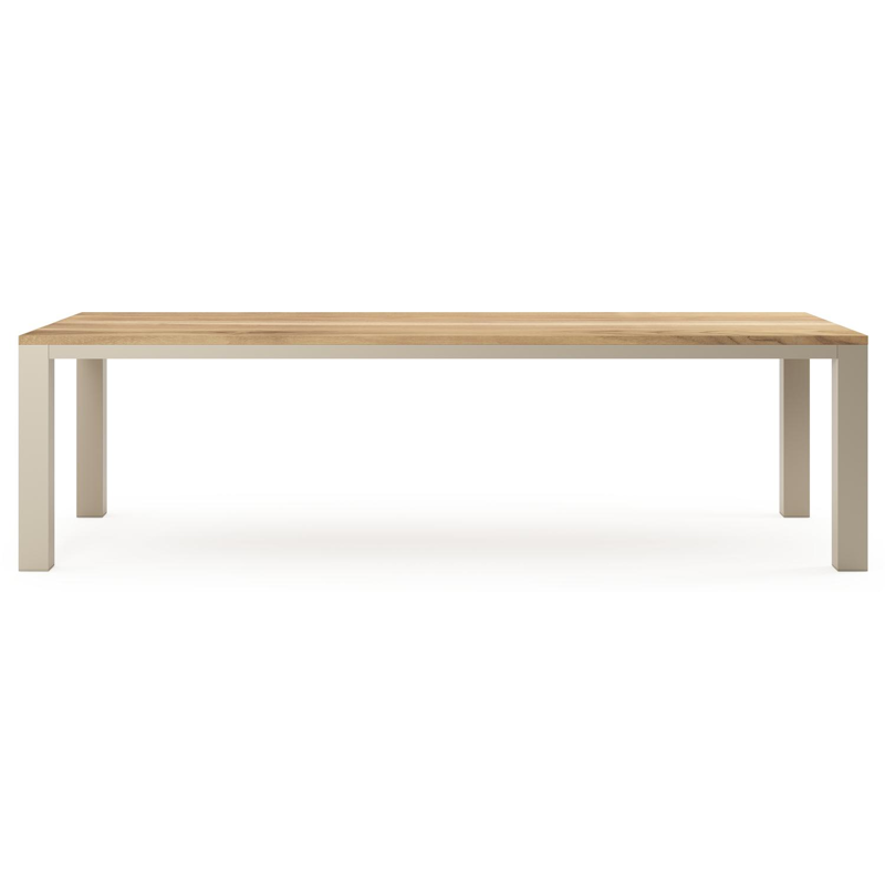 Nano tuintafel rechthoekig in beige aluminium en teak L 280 x B 110 x H 75 cm x H 75 cm