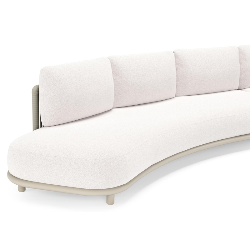Lomano loungehoek in beige aluminium en beige verticaal geweven luxe vlakke rope met Ego Eggshell all weather solica