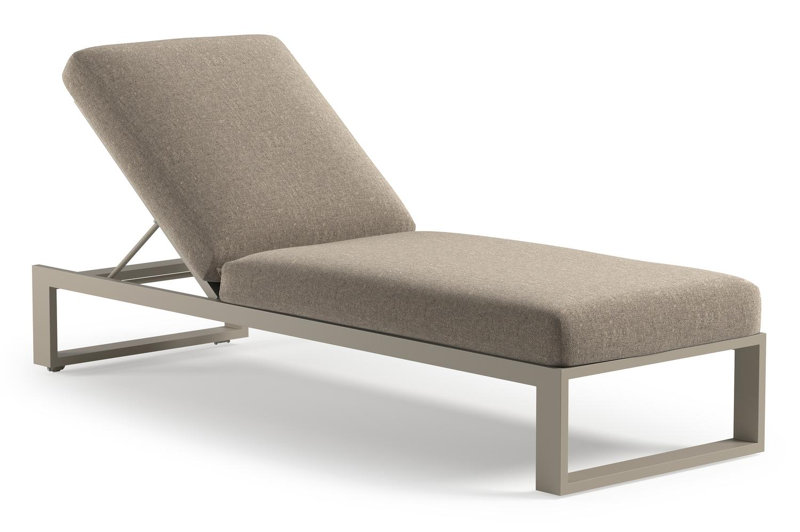 Verato verstelbaar ligbed in beige aluminium met chartres pewter all weather sunbrella® luxe