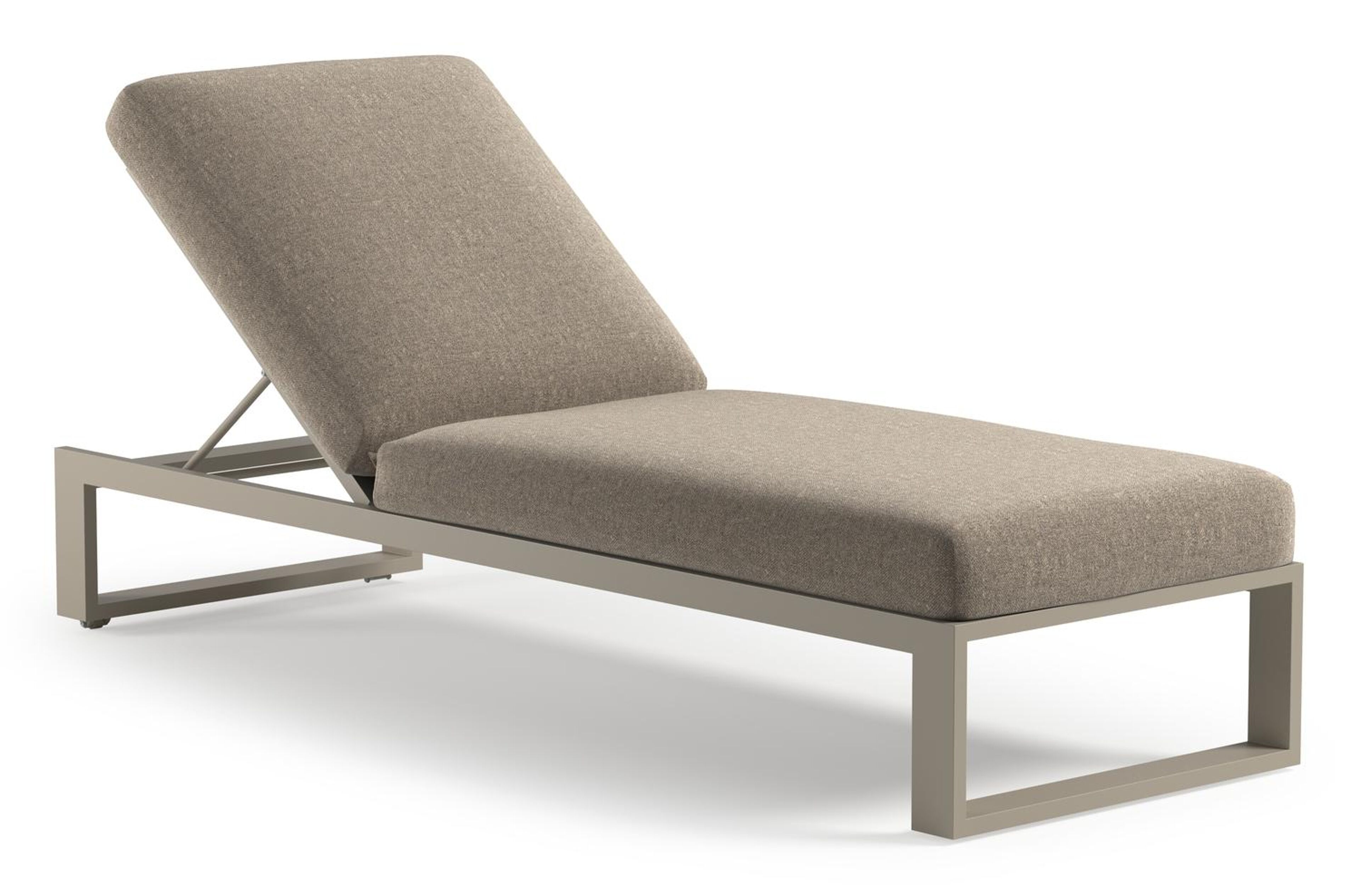 Chaise longue réglable Verato en aluminium beige avec chartres pewter all weather sunbrella® luxe coussin