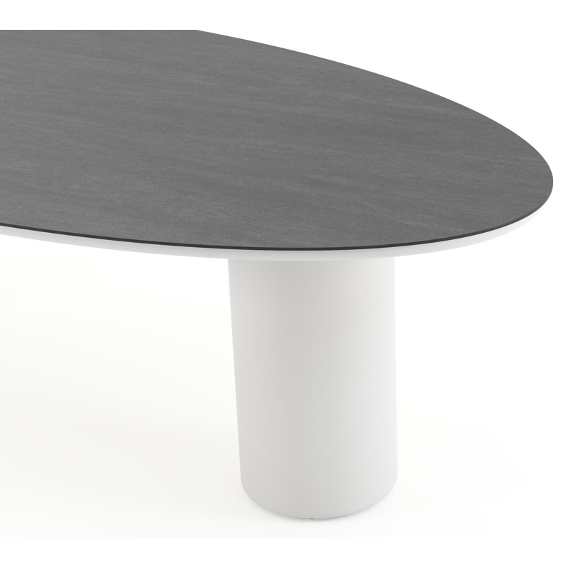 Amico tuintafel ovaal in wit aluminium en volkeramiek Basalt Black - L 260 x B 125 x H 73.5 cm
