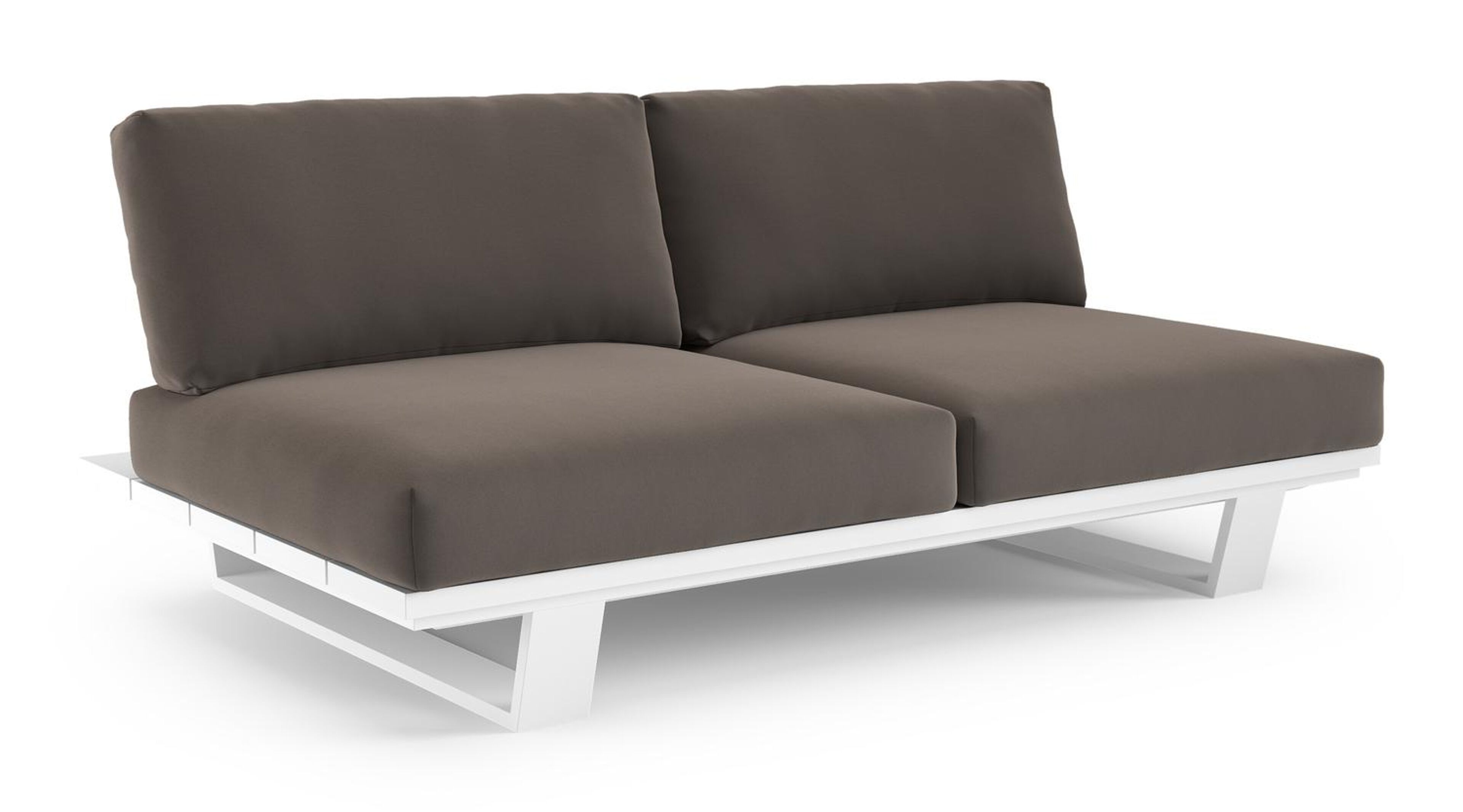 Pagino loungebank in wit aluminium met natte nature grey all weather sunbrella® luxe kussen