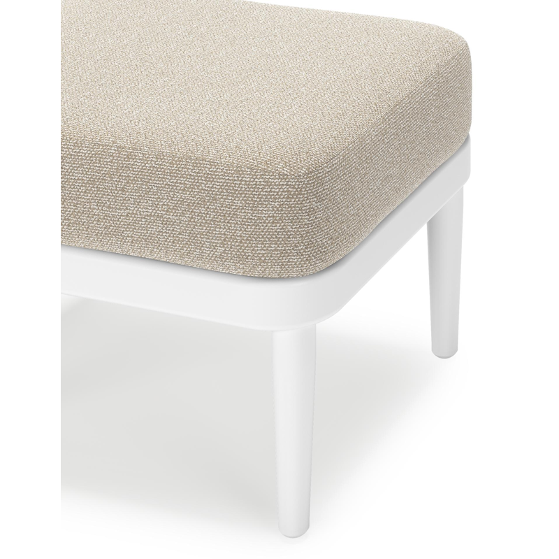 Pouf Orso en aluminium blanc et coussins en all weather cosytica Marbella Ecru