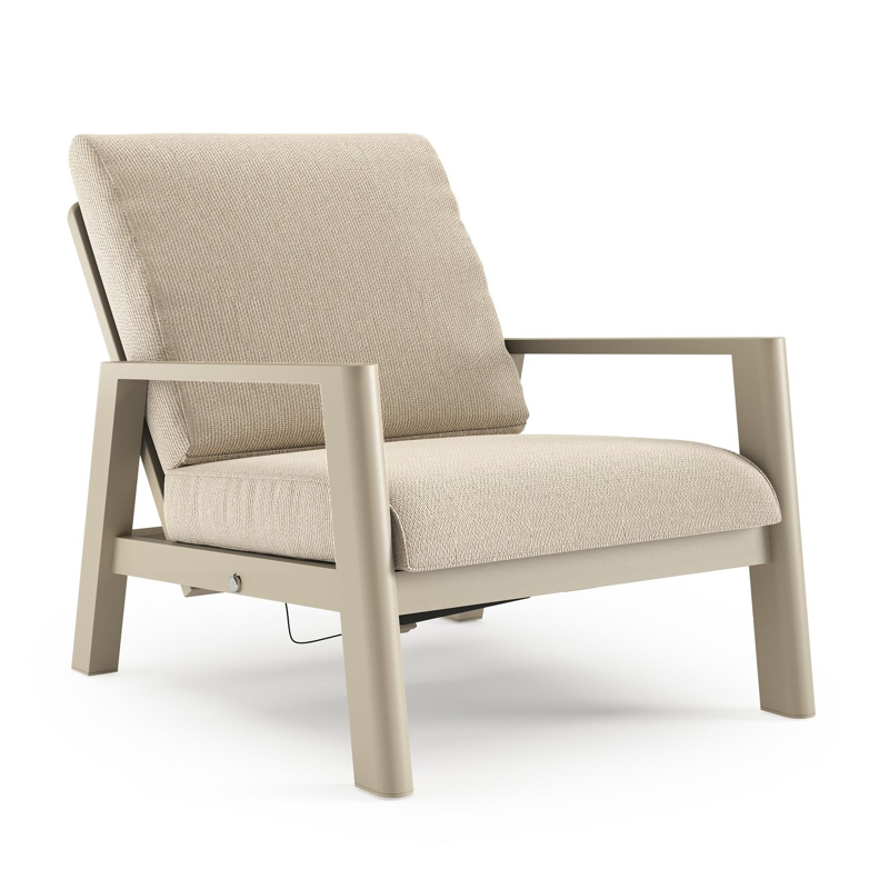 Cirello loungestoel in beige aluminium met althea chalk all weather cosytica kussen