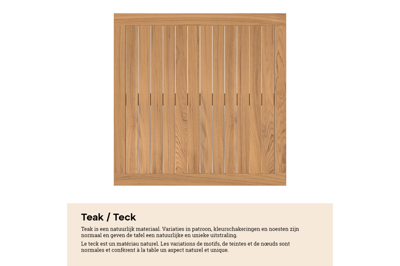 Reza rechthoekige tuinset in zwart aluminium en teak natural finish met 6 Madura tuinstoelen